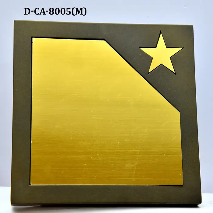 Modern gold star award plaque